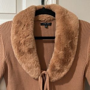 Love tree removable fur cardigan